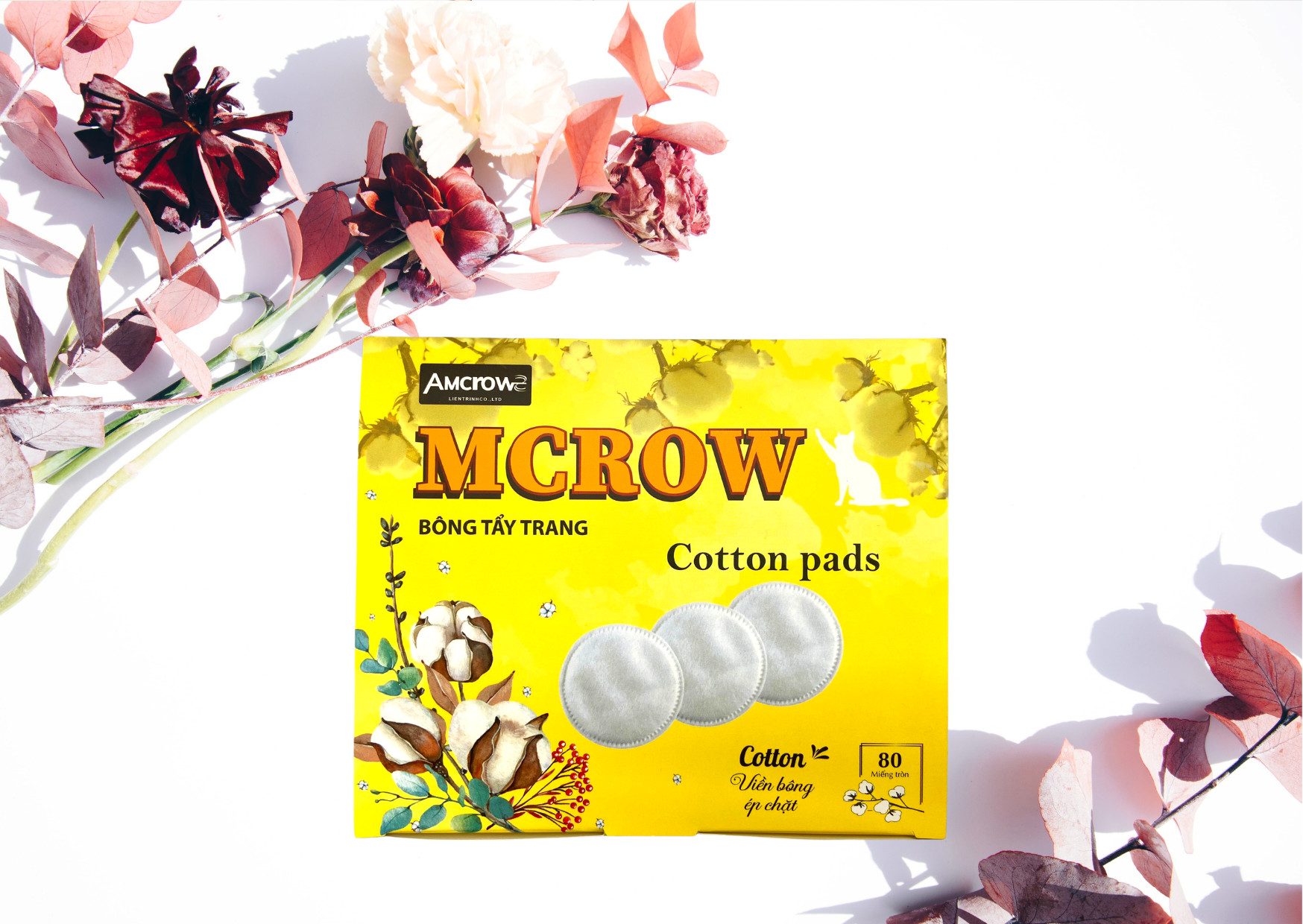 Bông tẩy trang tròn MCROW hộp vàng amcrow (h/80m)